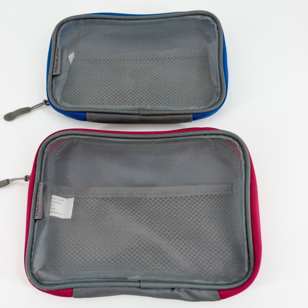 Travelon Packing Organizer Set of 2 Pink Blue Gray Mesh Zip Travel